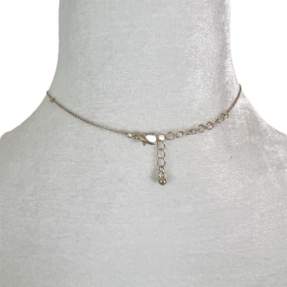 Gold Tone Adjustable Chain Necklace with Pink Floral Heart Pendant Charm - Picture 2 of 5